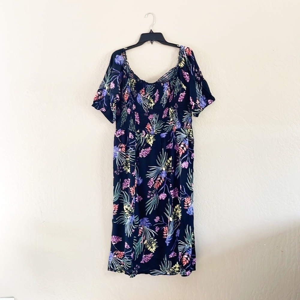 🌿Final Sale City‎ Chic Black Floral Exotic Garden Midi Dress